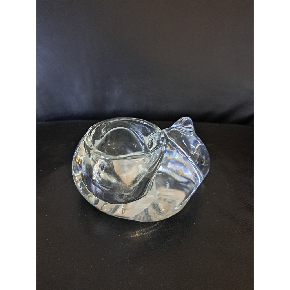 Vintage Indiana Glass Sleeping Cat Kitten Glass Votive Candle Holder - Picture 3 of 5